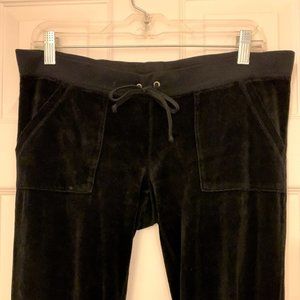 Juicy Couture Black Velour Drawstring Track Pants